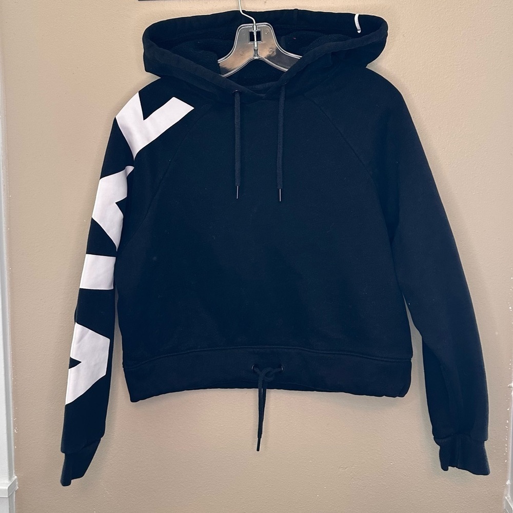 ZYIA Active Hooded Slight Crop Black Activewear Sweatshirt Size Small